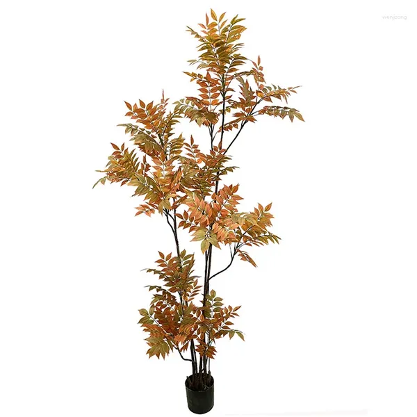 Flores decorativas 78 pulgadas árbol artificial grande falso bambú plástico langosta hojas altas plantas de paisaje verde para el hogar jardín tienda oficina