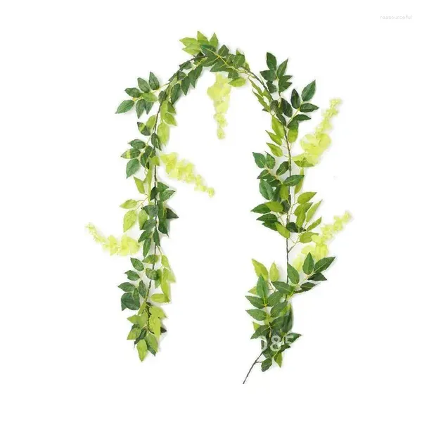 Fleurs décoratives 7ft 2m Vin de floraison artificielle Wisteria Ivy Leaf Garland Fake Plant Outdoor Home Garden Baild Wreath Wedding Arch