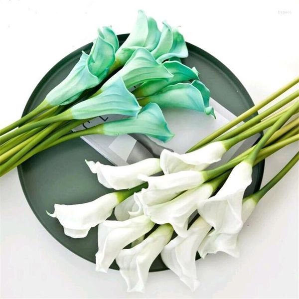 Flores decorativas 7 Uds Real Touch Calla Lily tamaño grande látex Callas artificiales para centros de mesa de boda decoraciones florales para el hogar