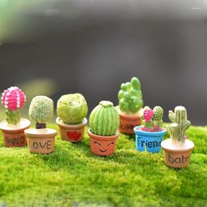 Decoratieve bloemen 7 stks kleine vetplanten Cactus Figurines Fairy Garden Accessoires Miniatuur Simulatie Planten Pot