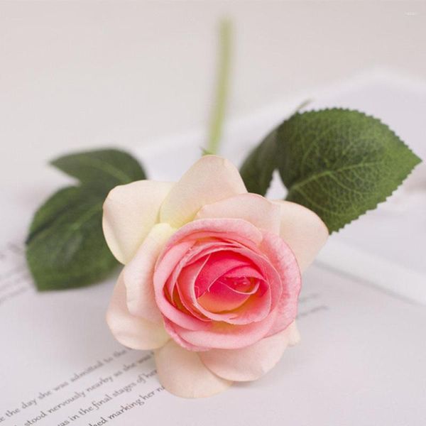 Flores decorativas, 7 Uds., rama de flores artificiales de rosa de terciopelo, ramo de corona para el hogar y el dormitorio, suministros de decoración de diseño de exhibición para fiesta de boda