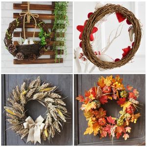 Decoratieve bloemen 8/10/12/15/20/25/30 cm krans natuurlijke rattan slinger bruiloft decoratie diy ambachten decor voor thuisdeur xmas cadeau ornament