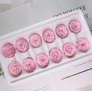 Fleurs décoratives 8-21pcs préservés réel rose chocolat austin tête éternelle fraîcheur fraîcheur bricolage matériau de bureau à la maison