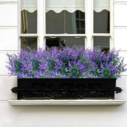 Decoratieve bloemen 8 bundels kunstmatige lavendel buiten geen fade faux plastic tuin veranda veranda doos bruiloft op deze manier bord