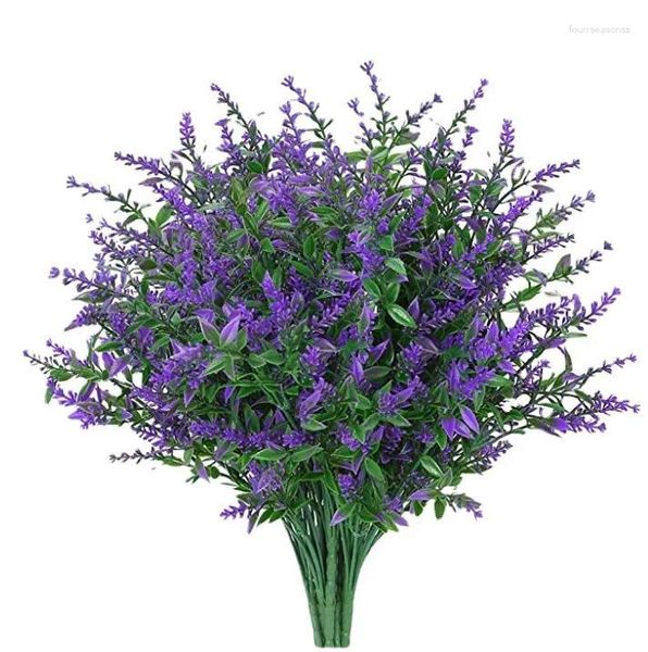 Flores decorativas 8 paquetes de lavanda artificial Plantas de imitación realistas Elaboración/decoración del hogar Emparejamiento secado para crear encantadores ramos de boda