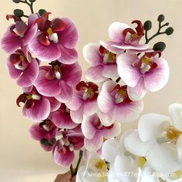 Fleurs décoratives 8-tête fleur artificielle phalaenopsis maison de style européen décoration douce de sensation de sentiment faux mariage
