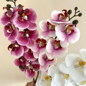Fleurs décoratives 8-têtes papillon artificiel orchidée fausse 3d phalaenopsis simulation fleur de vraies plantes tactiles