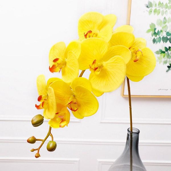 Fleurs décoratives 8 têtes orchidée artificielle Style rétro européen orchidées papillon maison décoration de fête de mariage fausses fleurs en soie