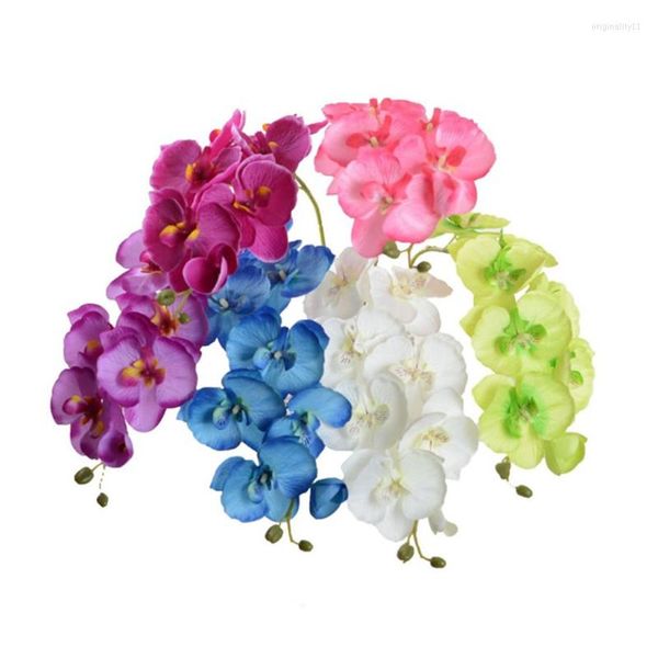 Fleurs décoratives 8 têtes décor de mariage de fleur de soie artificielle phalaenopsis papillon orchidée pot 300pcs