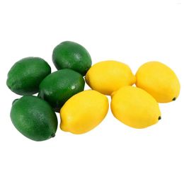 Paquet de 8 fleurs décoratives, faux citrons, Limes, fruits artificiels pour remplissage de Vase, décoration de fête de cuisine à domicile, jaune et vert