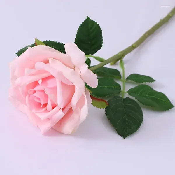 Fleurs décoratives 8 pack hightextured rose rose artificiel bouclé réel tacle décoration intérieure de mariage bouquet de bouquet affichage