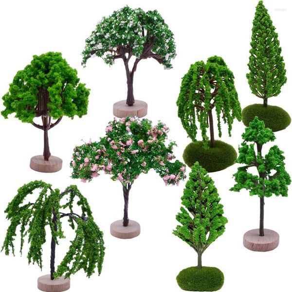 Fleurs décoratives 8 pcs maison micro paysage arbre plantes artificielles construire des modèles arbres en bois paysage bricolage