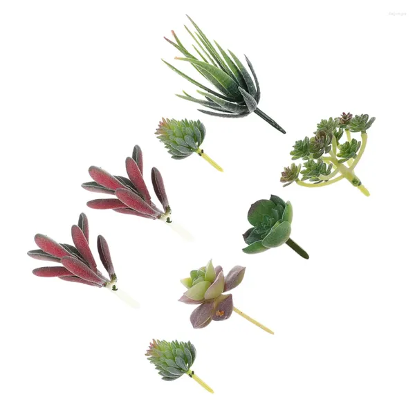 Fleurs décoratives 8 pièces imitation plantes Simulation succulentes bricolage ornements artificiels Aloe Vera vert accessoires de bureau maison