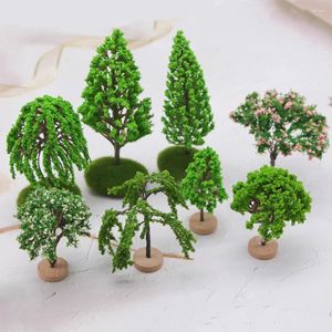 Fleurs décoratives 8 pièces, Micro arbre paysager, modèle de Simulation, Mini décor, arbres de Train, paysage en bois, bricolage