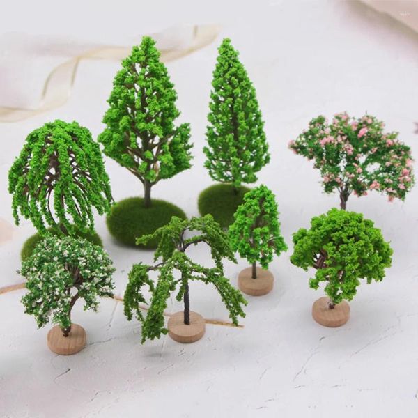 Fleurs décoratives 8 pcs micro paysage arbre sable table accessoire décor décor jardin arbres mini modèle plastique faux pour train