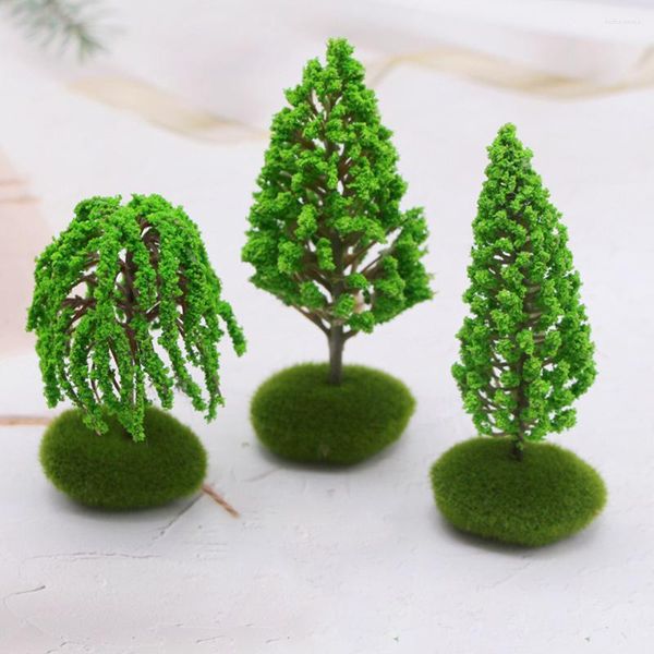 Flores decorativas 8 piezas Micro paisaje árbol arena mesa modelo falso escritorio decoración decoraciones mini madera DIY paisaje plantas artificiales