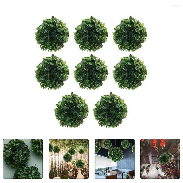 Fleurs décoratives 8 pcs simulées en plastique Grass Boule Plafond de mariage extérieur décoration de décoration de décoration suspendue plantes artificielles