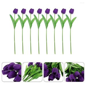 Decoratieve bloemen 8 stuks Simulatie Tulp Gesimuleerde Tulpen Boeket Bruiloft Middelpunt Nepplanten Decor Kunstbloem Tak Bruid Thuis