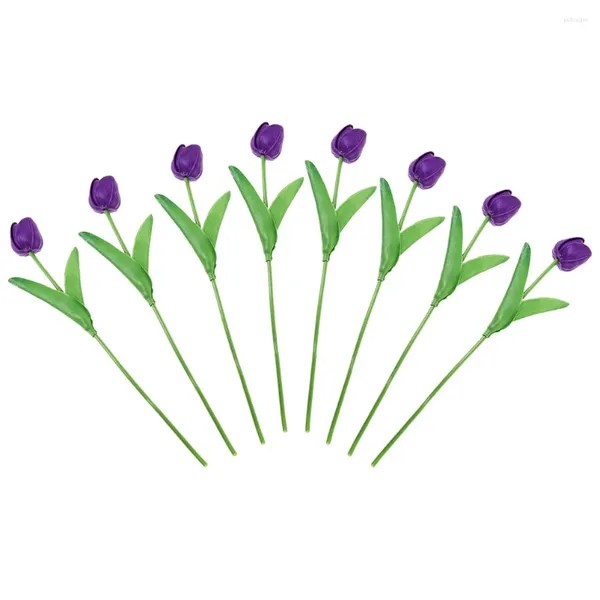 Fleurs décoratives 8 pièces Simulation tulipe tulipes branche fausses plantes Bouquet de mariage pièce maîtresse artificielle