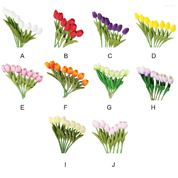 Fleurs décoratives 8 pièces fausses tulipes de remplacement simulation de mariage ménage club club de travail artificiel
