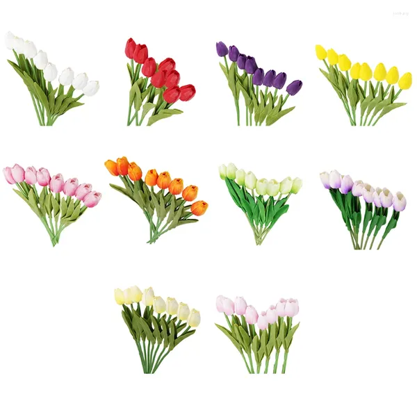 Flores decorativas 8 piezas PU Tulips Fake Reemplazo Simulación Club Restaurante Artificial Flower Profir