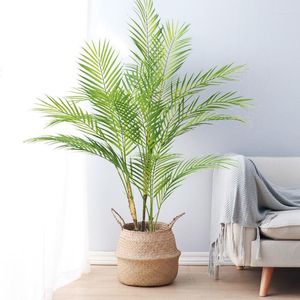 Fleurs décoratives 80-125 cm grandes plantes artificielles palmier tropical fausses feuilles réaliste en plastique vert pour la décoration de jardin à la maison