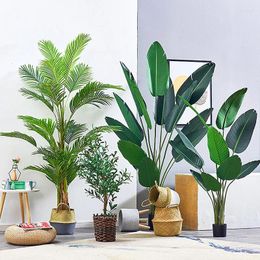 Fleurs décoratives 80-90cm, plantes tropicales, grand bananier artificiel, fausses feuilles de palmier en plastique pour décoration de jardin de maison et de mariage