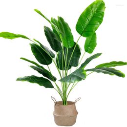 Fleurs décoratives 80cm 18 Fourchette Faux Feuilles De Bananier Plantes Artificielles Palmier Tropical Feuille De Strelitzia En Plastique Pour La Maison Garden Party