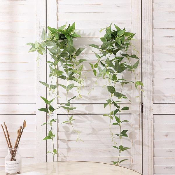 Fleurs décoratives 80 cm Artificielle Suspendue Feuilles Vertes Plante Faux Clématite Rotin Mur Pour La Maison Jardin Décor