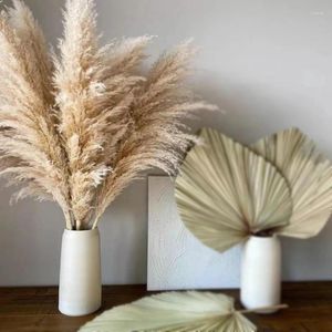 Bouquet de fleurs décoratives de 80cm, grand Bouquet de pampas séchées naturelles, Beige sec et moelleux, Vase de décoration botanique Boho pour la maison, fête de mariage