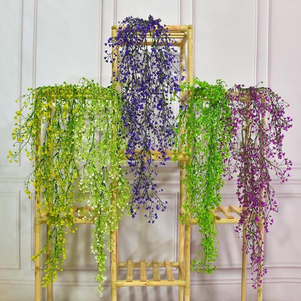 Flores decorativas 80 cm de largo Artificial Admiralty Willow Vine Home Garden Banquete de boda Colgante de pared Guirnalda Decoración Plantas falsas verdes