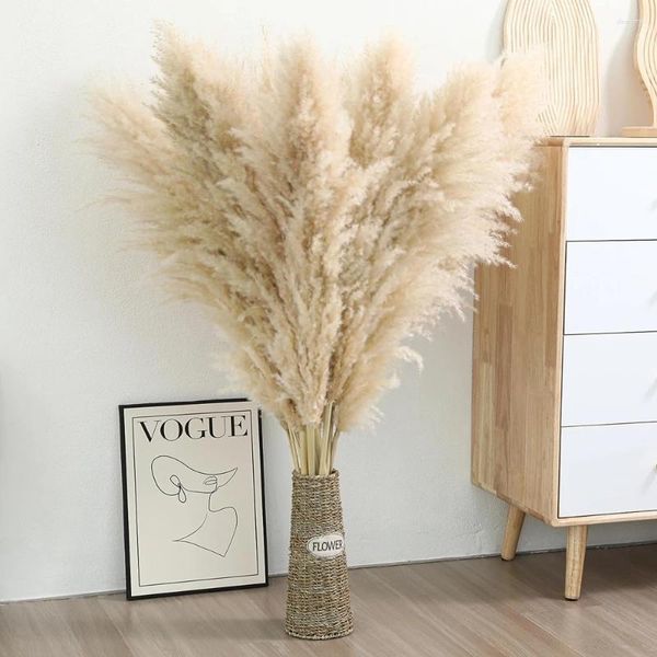 Flores decorativas 80 cm Pampas Grass grande alto esponjoso seco Boho decoración planta para florero arreglo floral hogar boda