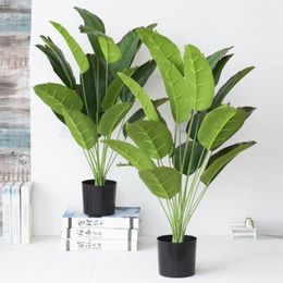 Decoratieve Bloemen 80cm Tropische Planten Grote Kunstmatige Bananenboom Nep Plastic Palmbladeren Voor Huis Tuin Bruiloft Decor