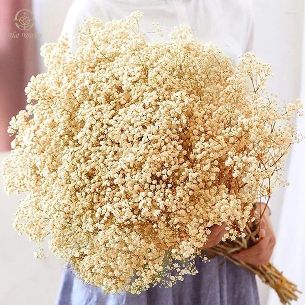 Flores decorativas 80 g/paquete Gypsophile flor seca natural preservada aliento de bebé decoración del hogar suministros de boda ramos de novia Gypsophila