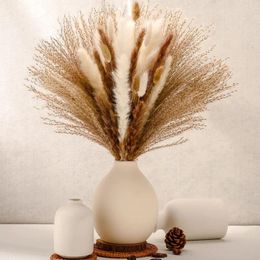 Fleurs décoratives 80pcs Pampas Tail Bouquet séché Herbe Dékoration Natural Boho Home Decor Décoration de mariage