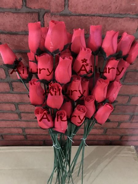Fleurs décoratives 80pcs en bois rose rouge rose blanc orange couleur fête de fête