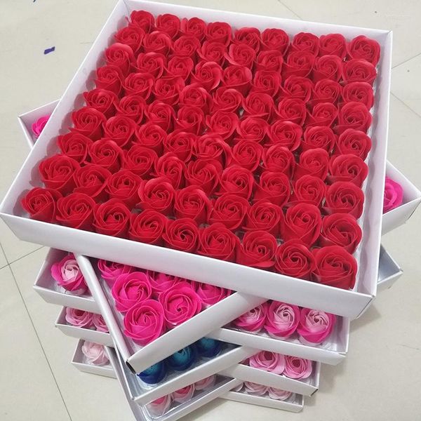 Flores decorativas 81 piezas cabeza de rosa artificial decoración del hogar boda regalo del día de San Valentín celebración