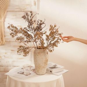 Decoratieve Bloemen 82cm Kunstmatige Gedroogde Cipres Bladeren Vintage Plant Bruin Huis El Decor Party Tuin Bruiloft Display Nep