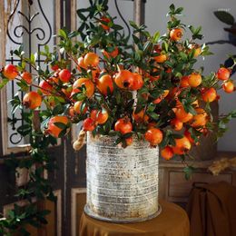 Flores decorativas 83 cm 6 frutas Granada artificial con hojas Decoración del hogar Accesorios de pografía suave Simulación