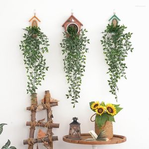 Decoratieve bloemen 85 cm kunstmatige groene planten hangen klimop datura bladeren radijs zeewier druif druiven nep huizen tuin muur feest decoratie