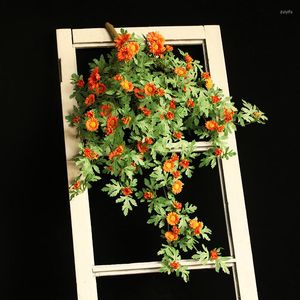 Fleurs décoratives 85 cm de long plantes artificielles vigne soie marguerite fleur branche tenture murale plante grimpante verte feuille de chêne pour la maison jardin