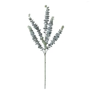 Fleurs décoratives 86 cm Single 5 cheveux de fourche simulée plante verte faisceau en plastique décoration dorée de monnaie dorée eucalyptus jaune peuplier