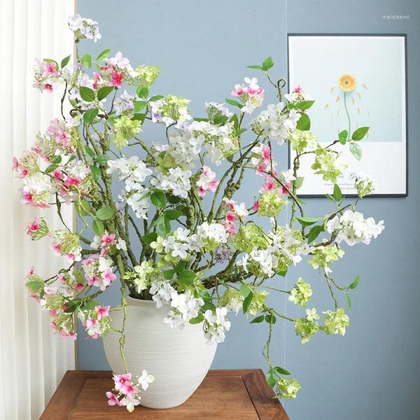Fleurs décoratives 88 cm branches artificielles vertes brindilles avec feuilles grand arbre au toucher réel pour les décorations de vase à la maison fausses plantes de mariage