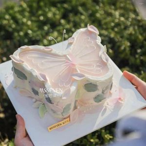 Fleurs décoratives 8inch Simulation Cake Corée Bow Romantic Romantic Romantic Butterfly For Goddess Princess Birthday Gift Fake Mode Model Showcase Window