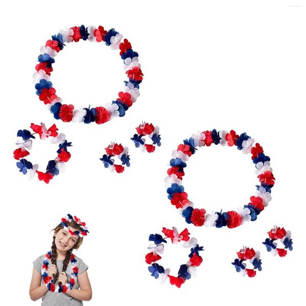 Fleurs décoratives 8pcs / 32pcs collier de fleurs de plage de mariage bracelets de couronnement de pétales artificiels bandeaux hawaïen Lei pour lumière adulte