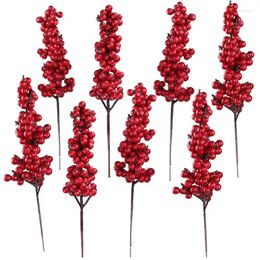 Flores decorativas 8 piezas bayas artificiales ramas decoración navideña baya roja para naves de Navidad