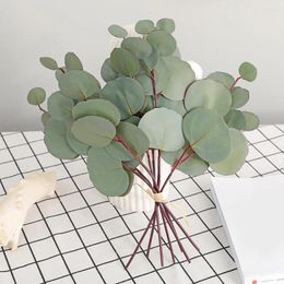 Decoratieve bloemen 8 stks/boeket groene kunstmatige bladeren grote eucalyptus blad planten bruiloft decoratie nep voor huizen tuin feest decor