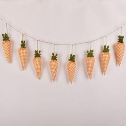 Fleurs décoratives 8pcs Pâques Carottes Chaîne Pendentif Décor À La Maison Ornements Chambre Jardin Printemps Fête Suspendus Décoration Non Tissé Enfants Jouets