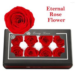 Fleurs décoratives 8 pièces Rose éternelle couleur vibrante fleur d'apparence naturelle ornement de fleur préservé à la main