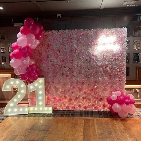 Fleurs décoratives 8 pièces panneaux muraux de fleurs 1.2m x 1.6m toile de fond artificielle Simulation murs de roses décor de fête d'anniversaire de mariage